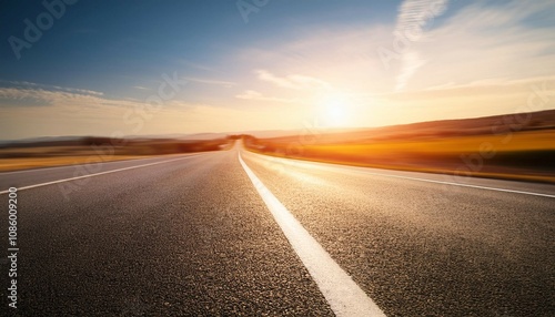 abstract empty asphalt blurry road and sunlight with space