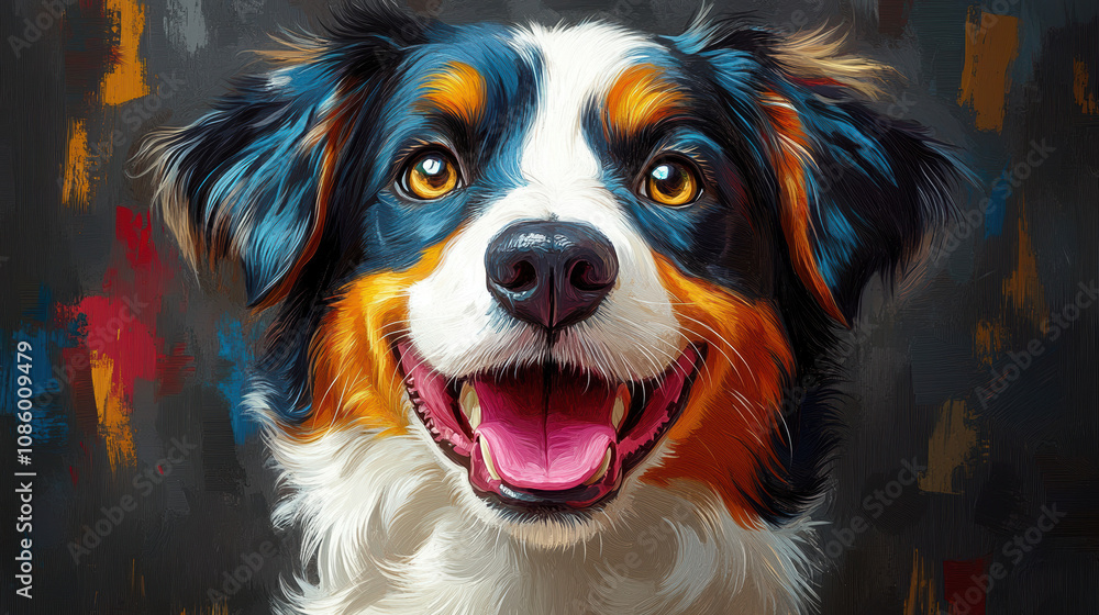 A lovable mutt dog in a relaxed pose, showcasing a friendly character against a soothing artistic background. A lovable mutt dog in a relaxed pose, showcasing a friendly character against a soothing artistic background.