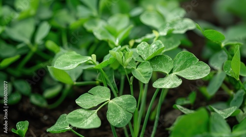 Vibrant Green Pea Shoots in a Lush Garden