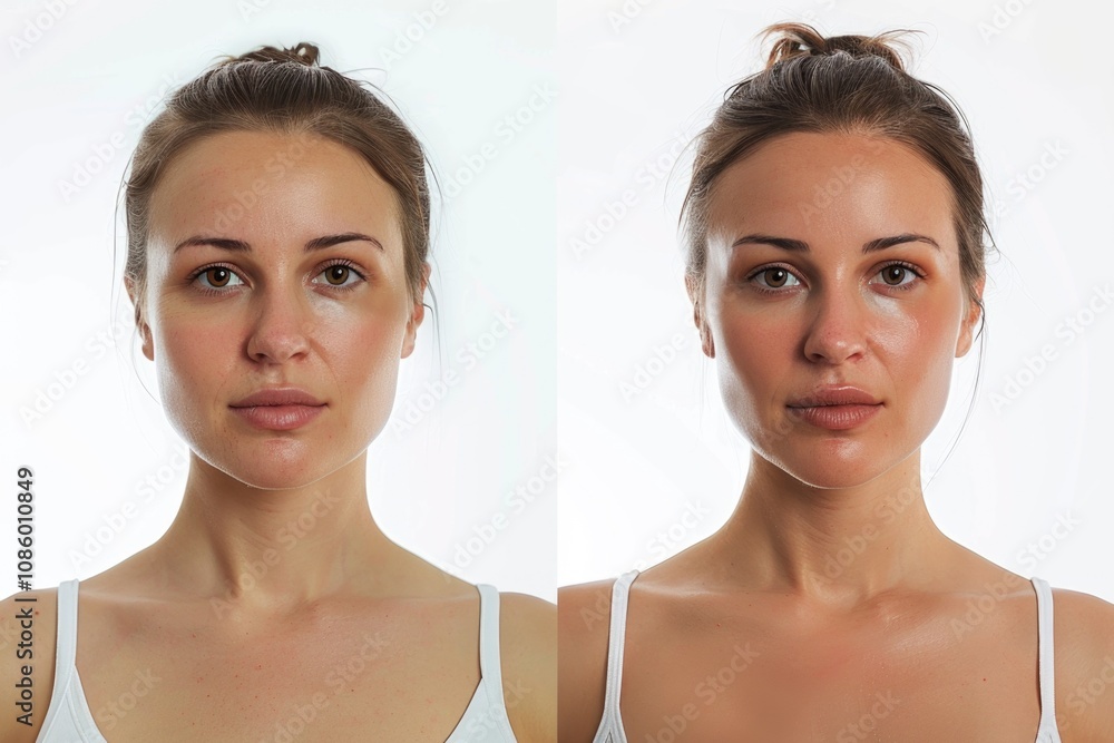 Woman showing various emotions, serious and smiling Woman showing various emotions, serious and smiling