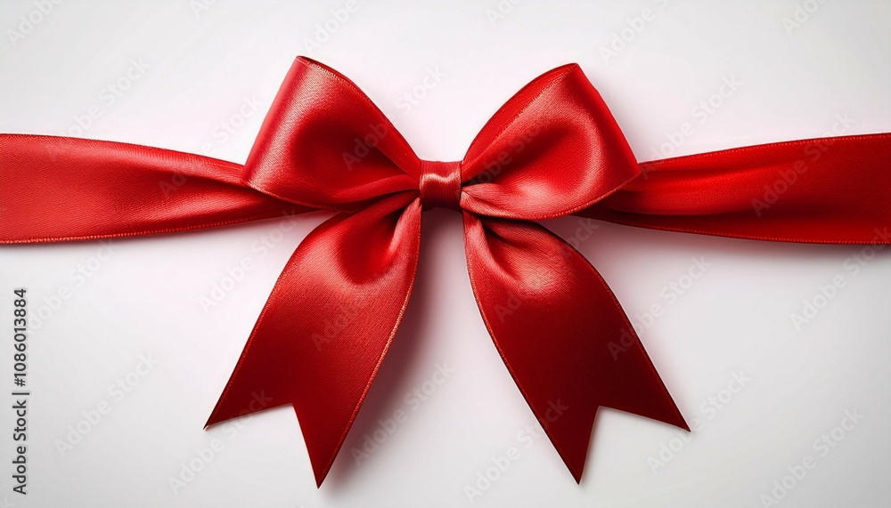 Fototapeta premium luxurious red gift ribbon bow on white background for elegant and festive celebrations perfect for holiday gift wrapping birthday presents and special occasions