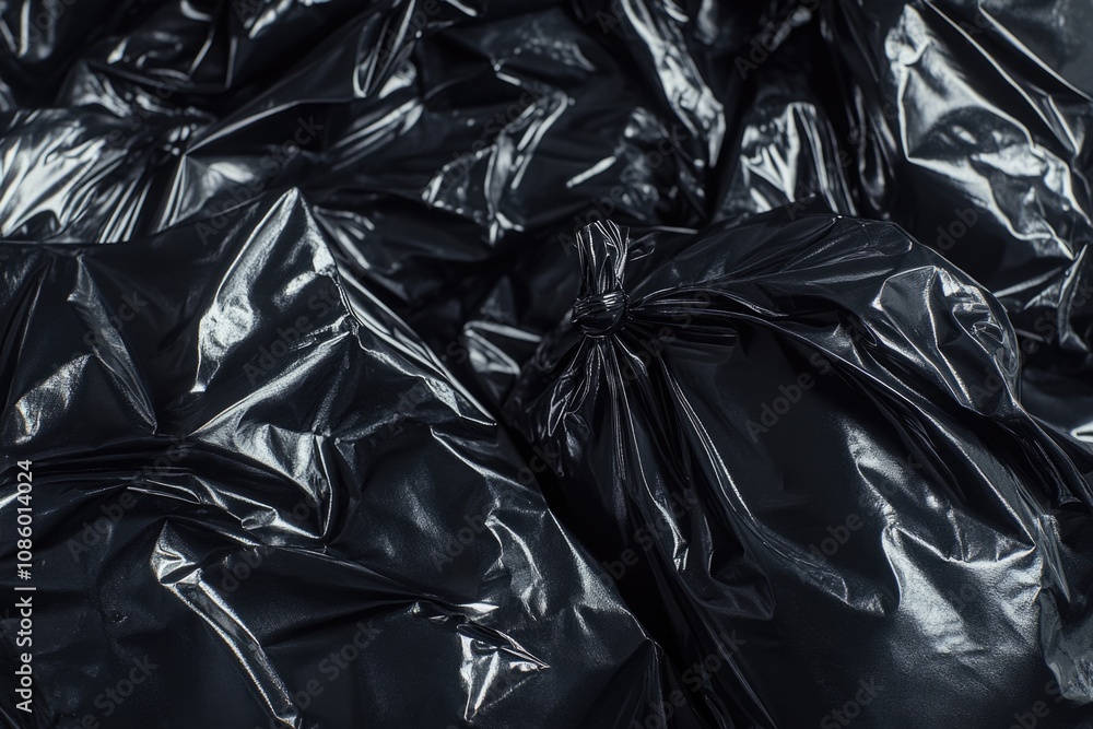 A stack of used trash bags piled high, suitable for use in illustrations about waste management or environmental themes A stack of used trash bags piled high, suitable for use in illustrations about waste management or environmental themes