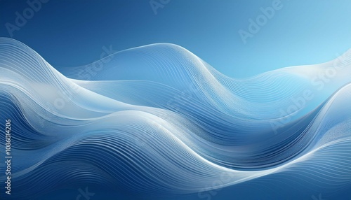 elegant white wave lines on a soft blue gradient background