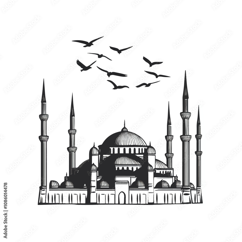 Fototapeta premium Blue Mosque in Istanbul illustration