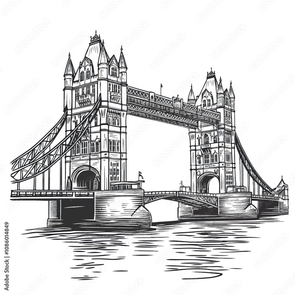 Obraz premium Tower Bridge over the River Thames illustration 
