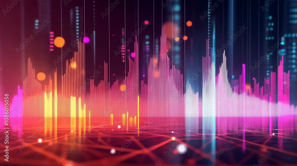 An abstract digital rendering showcases dynamic audio waveforms An abstract digital rendering showcases dynamic audio waveforms