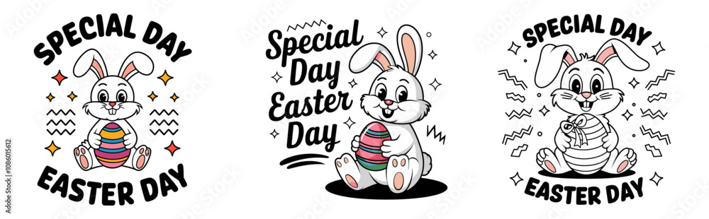 Obraz premium Easter bunny with egg t-shirt vector design