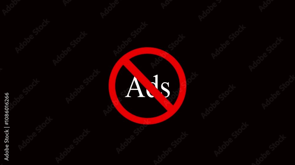 No Ads icon warning concept animation,ads block .not allow ads concept No Ads icon warning concept animation,ads block .not allow ads concept