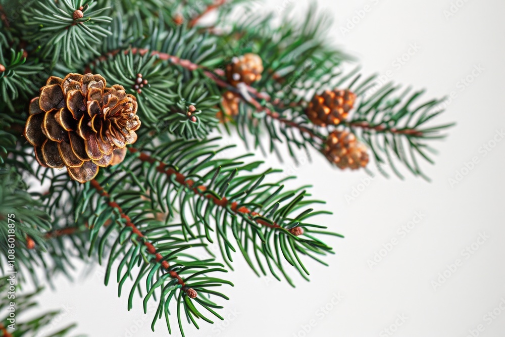 A single pine branch with a pine cone attached, great for nature or outdoor-themed illustrations A single pine branch with a pine cone attached, great for nature or outdoor-themed illustrations