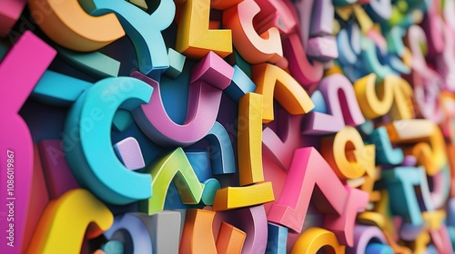 A Colorful Abstract Pattern Formed by 3D Letters