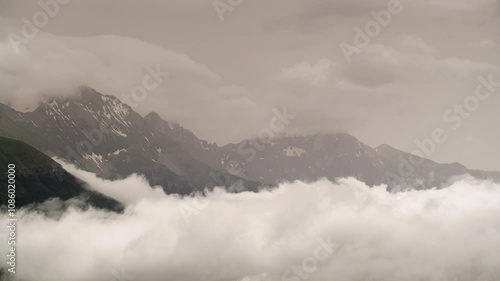 Clouds Over Mountain L'obiou In Alps, France.

