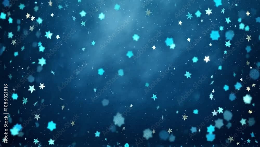 Blue abstract background with a bokeh circle and shiny stars. New year, birthday, holidays celebration. Motion animation Blue abstract background with a bokeh circle and shiny stars. New year, birthday, holidays celebration. Motion animation