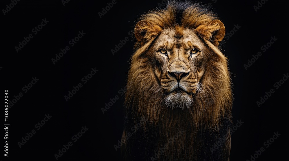 Fototapeta premium Lion king isolated on black background