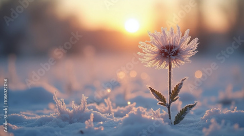 Frozen snowy nature background at sunset. Beautiful winter landscape. Winter season, Generative Ai