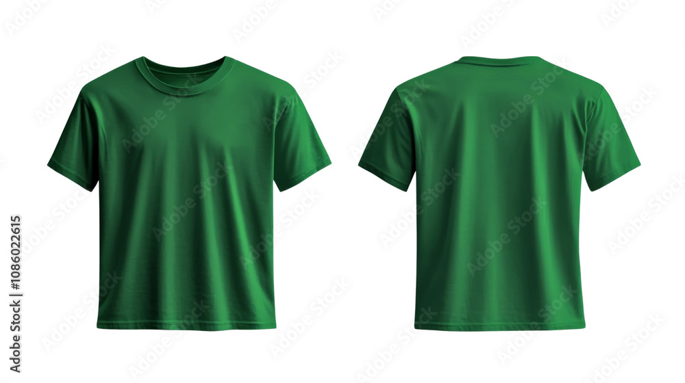 Green classic T-shirt front and back transparent background Green classic T-shirt front and back transparent background