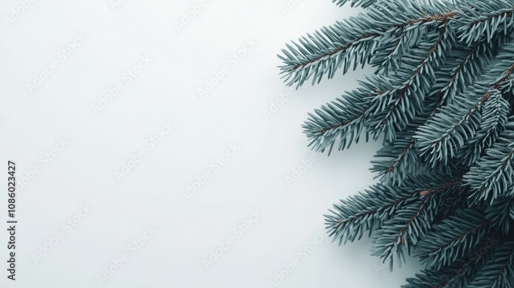 Winter Wonderland: A Fresh Fir Branch on a Snowy Background Winter Wonderland: A Fresh Fir Branch on a Snowy Background