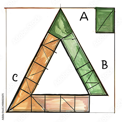 A clear and concise visualization of the Pythagorean Theorem. photo