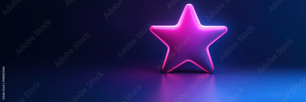Minimal star glowing in neon pink to deep purple gradient on a midnight blue background Minimal star glowing in neon pink to deep purple gradient on a midnight blue background