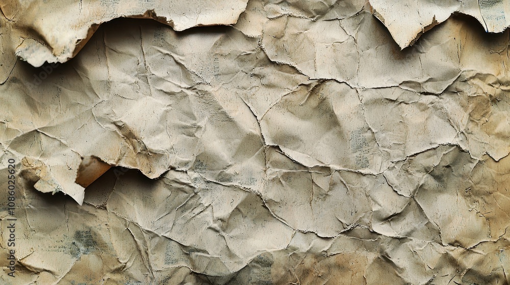 Texture of paper with kinks and dents, old and dilapidated Texture of paper with kinks and dents, old and dilapidated