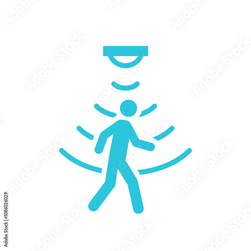Home Motion Detector. Isolated on white background. From blue icon set.