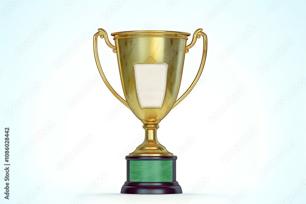 Beautifully Crafted Golden Trophy on a Pedestal Symbolizing Achievement and Success in Competitions and Awards, Isolated on a Light Background for Celebratory Themes Beautifully Crafted Golden Trophy on a Pedestal Symbolizing Achievement and Success in Competitions and Awards, Isolated on a Light Background for Celebratory Themes