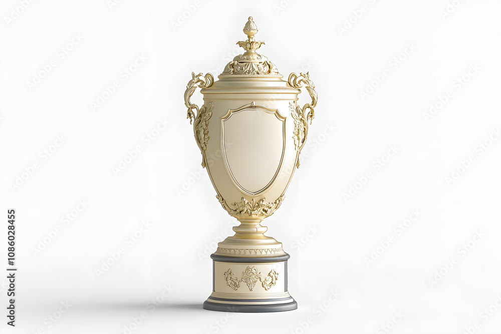 Elegant Gold Trophy with Ornate Design, Isolated on White Background, Perfect for Awards, Celebrations, Competitions, and Achievements in Various Contexts Elegant Gold Trophy with Ornate Design, Isolated on White Background, Perfect for Awards, Celebrations, Competitions, and Achievements in Various Contexts
