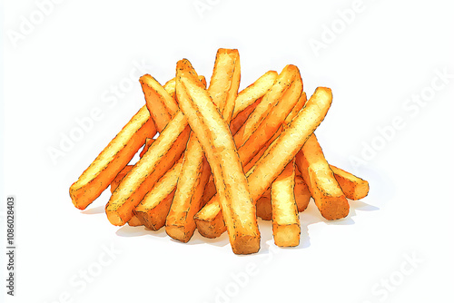 A Crispy and Delicious Stack of Golden French Fries Ready to Satisfy Your Cravings in a Bright and Clean Setting Suitable for Various Culinary Themes