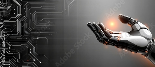 Futuristic Hand Holding a Chip with a Glowing Light