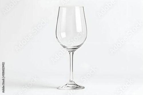 Elegant Empty Wine Glass on White Background, Ideal for Beverage or Table Setting in Restaurants, Events, and Home Decor, Capturing Sophisticated Dining Experience