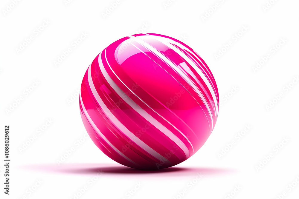 Glossy Pink Marble Sphere with White Swirls on a White Background, Displaying a Vibrant and Playful Aesthetic for Creative Projects and Design Applications Glossy Pink Marble Sphere with White Swirls on a White Background, Displaying a Vibrant and Playful Aesthetic for Creative Projects and Design Applications