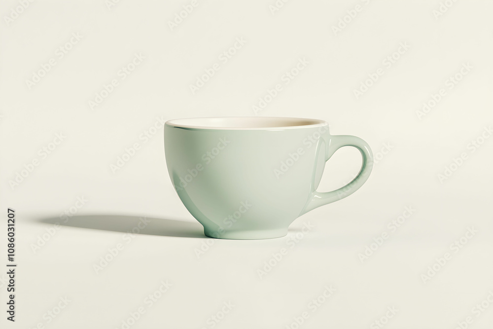 Elegant Mint Green Ceramic Coffee Cup on a Minimalistic White Background Perfect for Stylish Drinkware Photography and Lifestyle Branding Elegant Mint Green Ceramic Coffee Cup on a Minimalistic White Background Perfect for Stylish Drinkware Photography and Lifestyle Branding