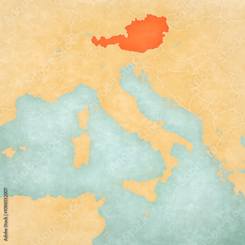 Map of Italian Peninsula - Austria