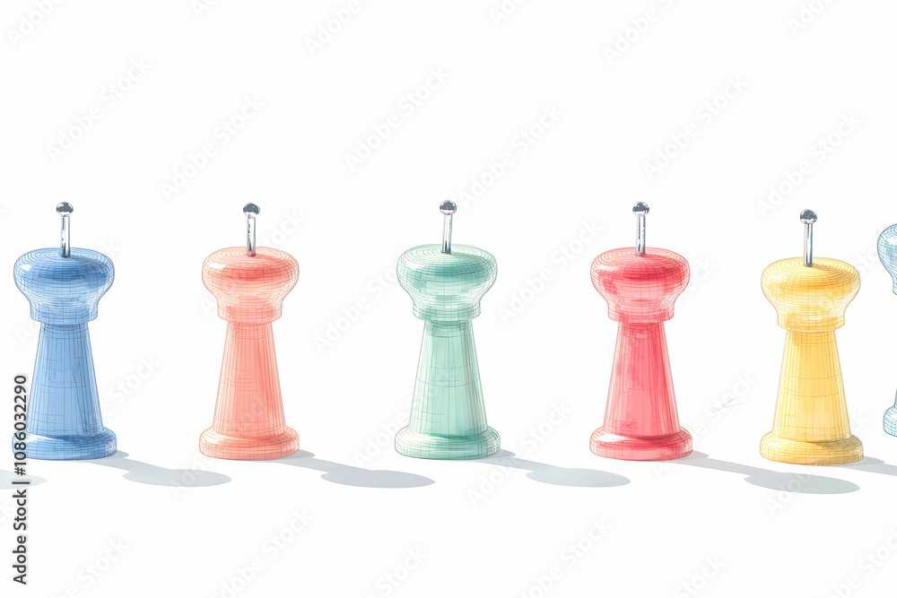 Colorful and Vibrant Group of Traditional Salt and Pepper Shakers in a Line Against a Bright White Background for Kitchen Decor or Culinary Concept Colorful and Vibrant Group of Traditional Salt and Pepper Shakers in a Line Against a Bright White Background for Kitchen Decor or Culinary Concept