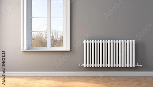 Wallpaper Mural White Horizontal Column Metal Radiator in Modern Home Interior Torontodigital.ca