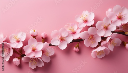 sakura flowers on pink background