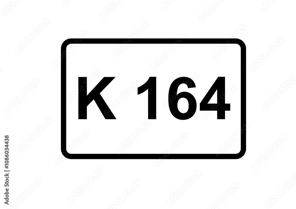 Illustration eines Kreisstraßenschildes der K 164 in Deutschland Illustration eines Kreisstraßenschildes der K 164 in Deutschland