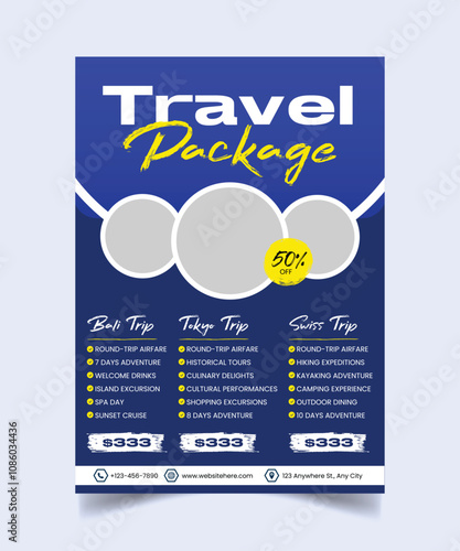 Travel Agency Price List and Package Flyer Design Template photo