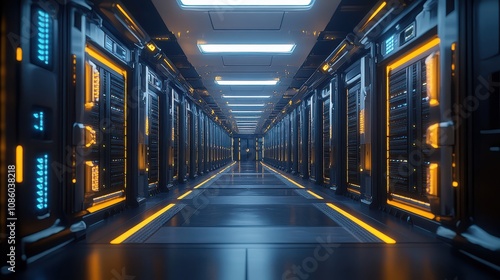 Obraz na płótnie High-Tech Data Center with Modern Storage Systems w salonie