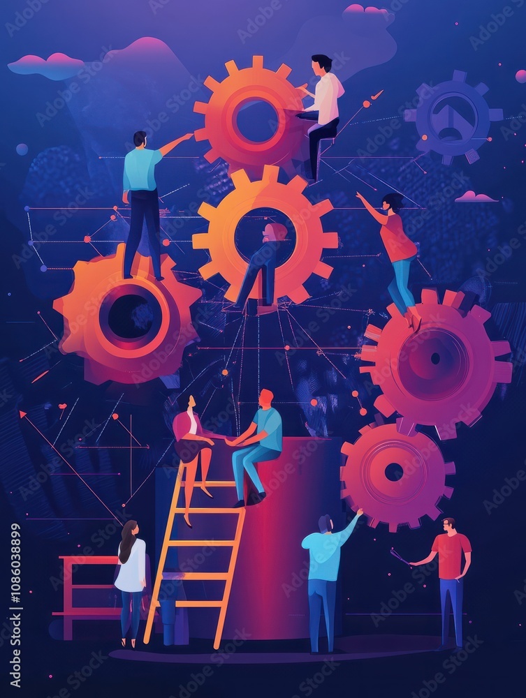 Team Work Project Teamwork power website UI kit. Effective team-working, project delivery ...