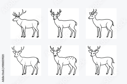 Canvas Print Deer Line Art Illustration vector bundle