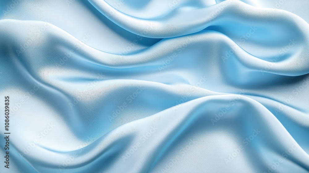 Obraz premium Light blue satin fabric background with smooth flowing texture and elegant waves