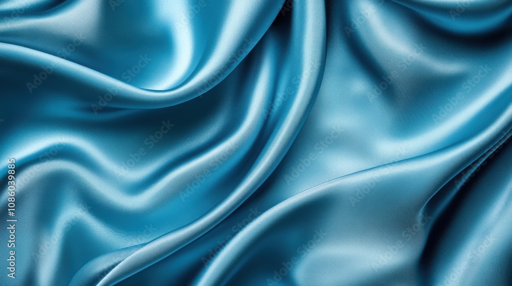 Obraz premium Elegant and luxurious light blue satin fabric with delicate folds