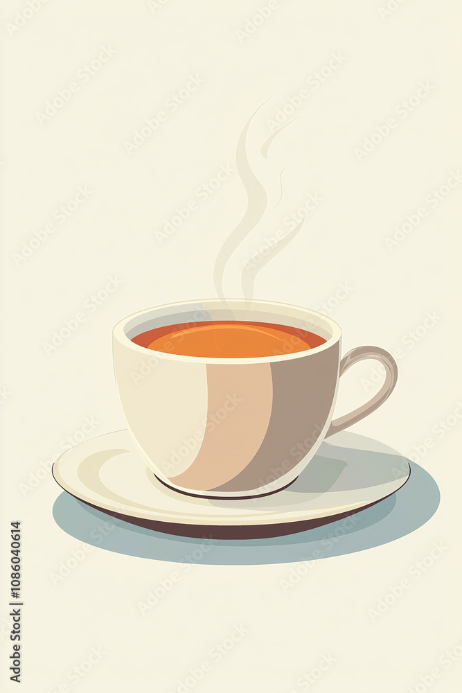 Steaming cup of hot beverage on saucer with steam Steaming cup of hot beverage on saucer with steam