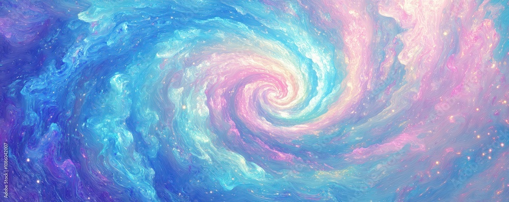 Pastel pink and blue nebula spiral forming in deep space Pastel pink and blue nebula spiral forming in deep space