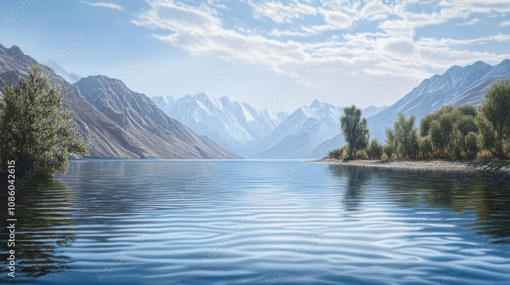 Beautiful serene lake in Fanns mountains (branch of Pamir) in Tajikistan. Beautiful serene lake in Fanns mountains (branch of Pamir) in Tajikistan.