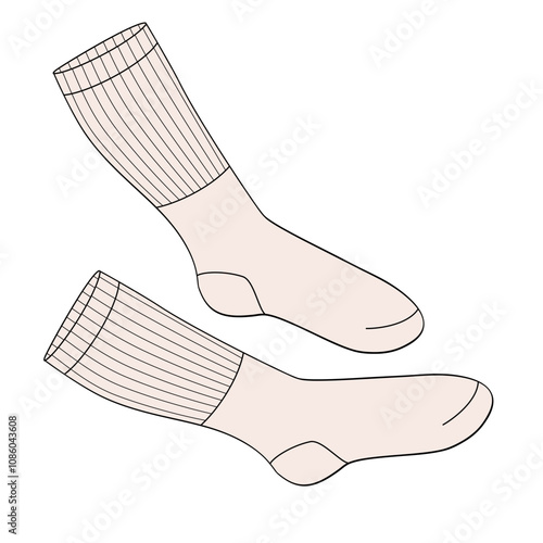 Pair white Tennis socks on white background