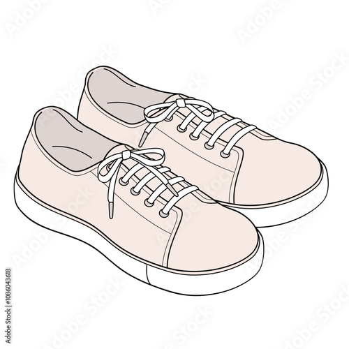 pair white Tennis shoes on white background