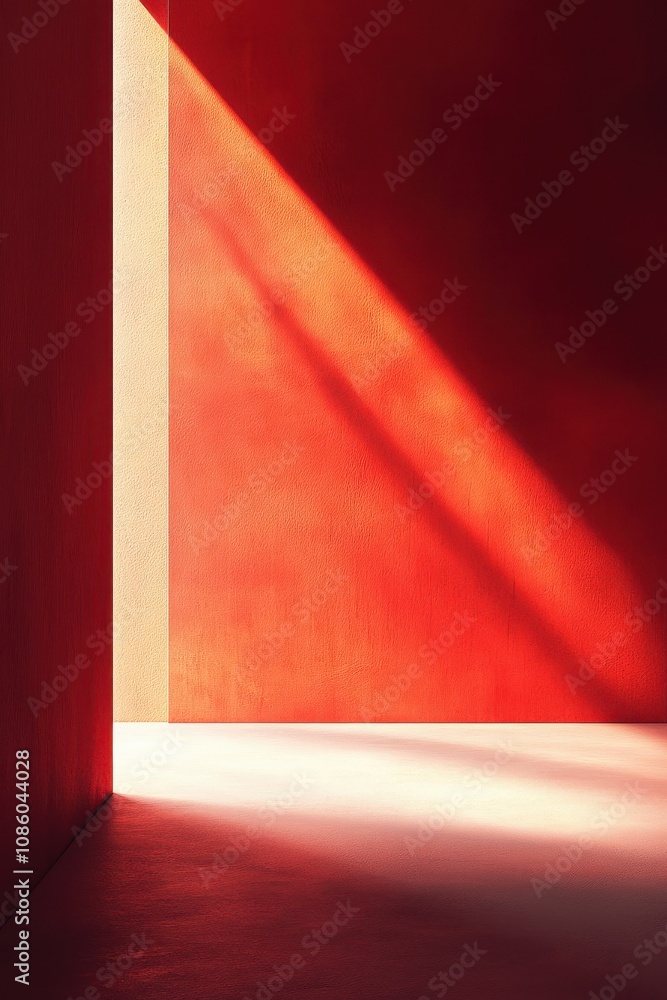 Obraz premium Vibrant red gradient abstract background with vertical lines and glowing light effect