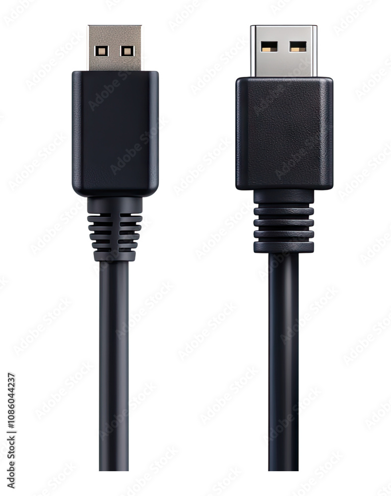 Plugin power cable isolated on transparent background, Set of Plugin power cable isolated on transparent background, Set of