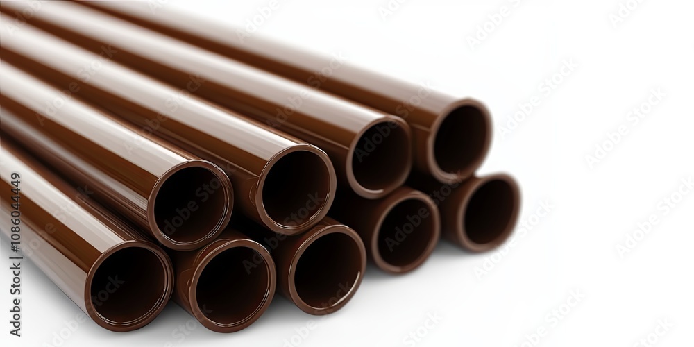 Close-up of Brown Metal Pipes Stacked Close-up of Brown Metal Pipes Stacked